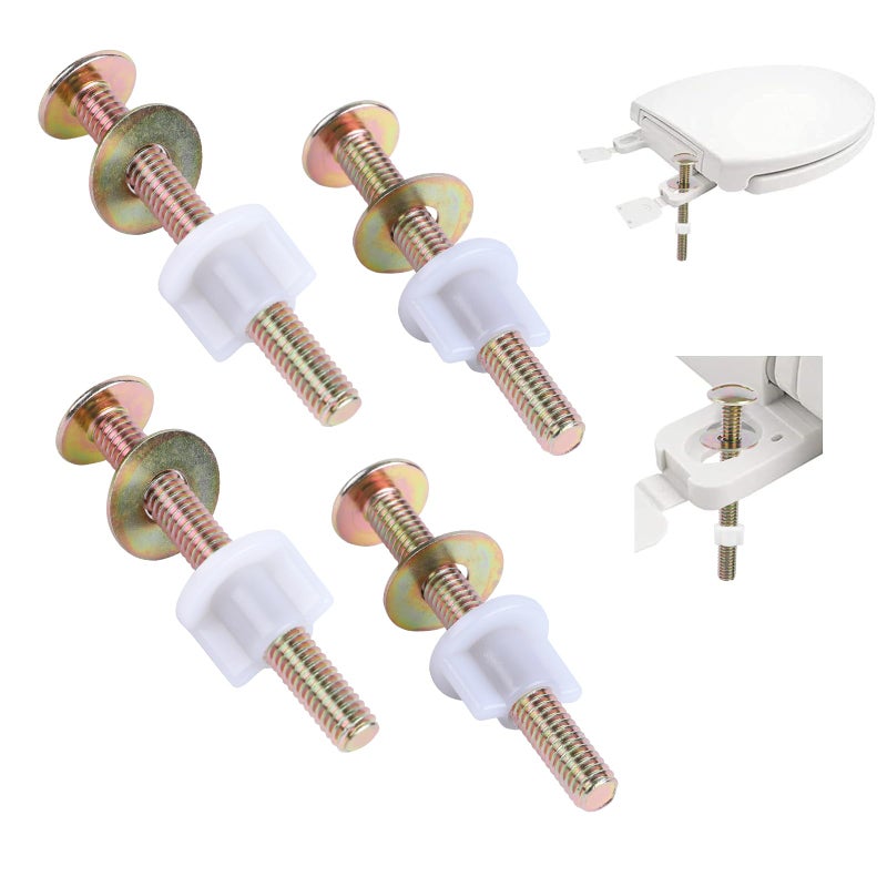Syocsek 4 Pack Toilet Seat Hinge Bolt, Quick Fix Toilet Screws Replacement with Nuts Washers, No More Wiggle Toilet Seat Fastener Steel Toilet Screws for Top Toilet Seat Kohler TOTO, Syocsek - Image 1